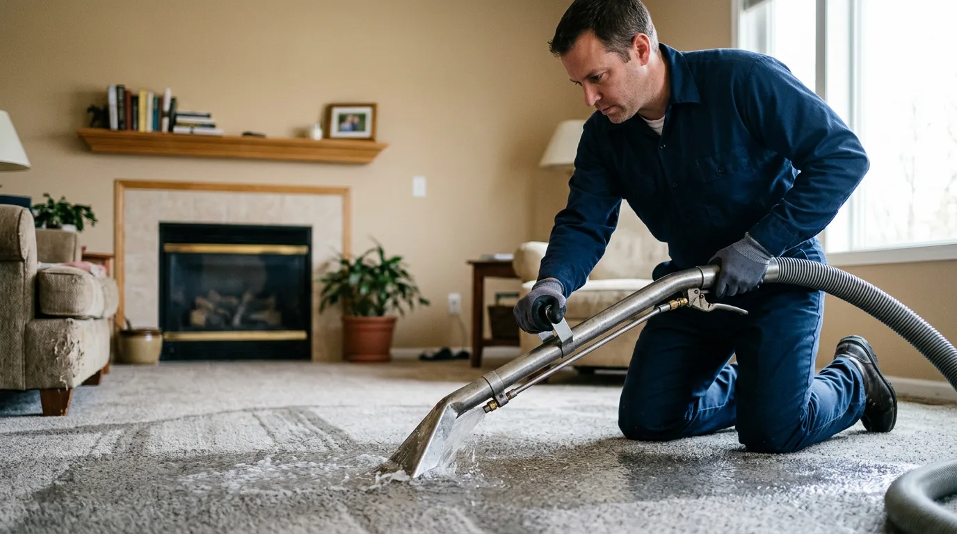Water damage restoration technician working near Nichols, IA